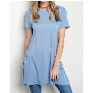 Preowned Short Sleeve Side Lace Up Tunic Size S